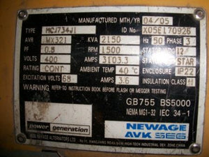 2000 KW 480V 1800RPM Newage