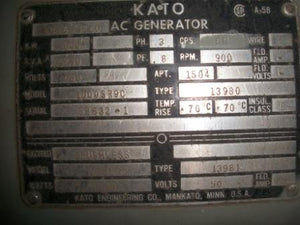 1000 KW 480V 900RPM Kato